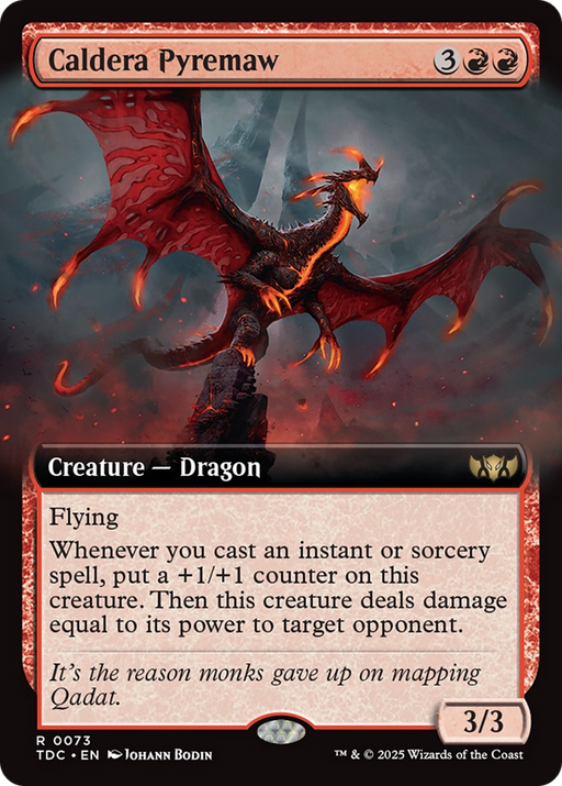 Caldera Pyremaw (TDC-073) [Commander: Tarkir: Dragonstorm] (Extended Art) MTG Single Wizards of the Coast