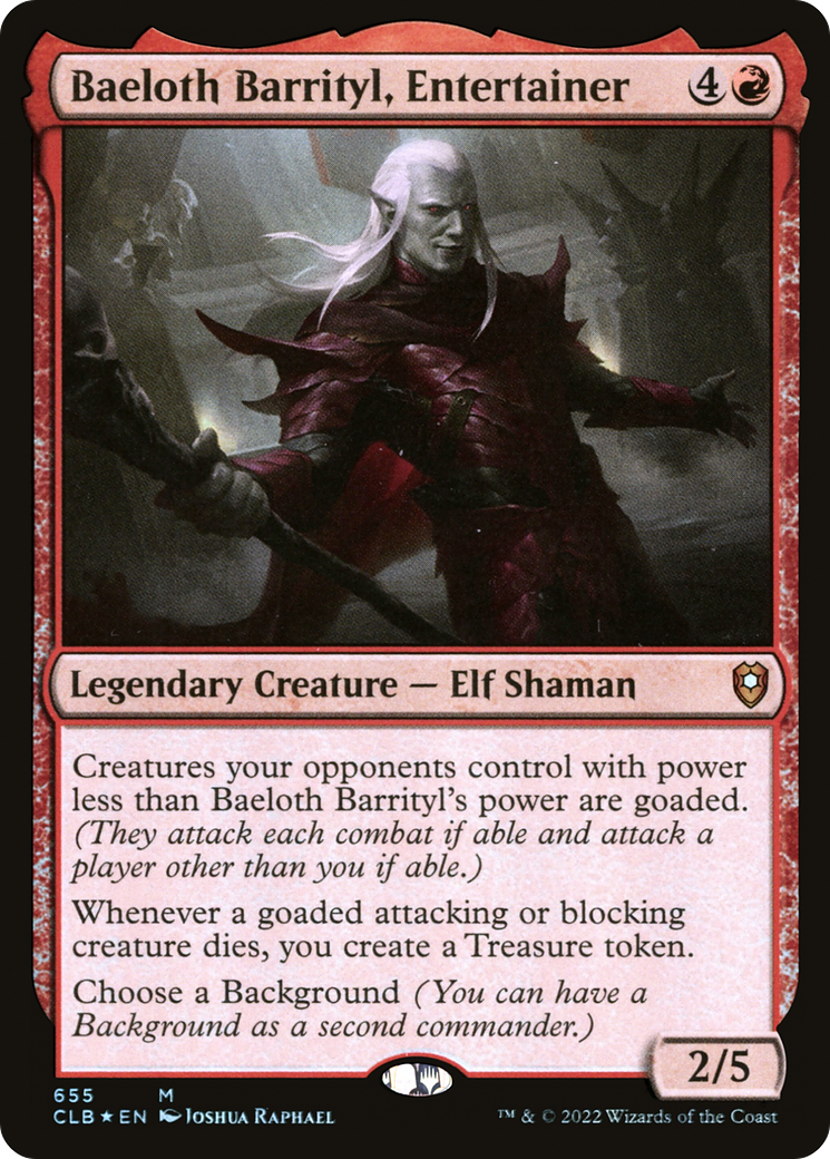 Baeloth Barrityl, Entertainer (CLB-655) [Commander Legends: Battle for Baldur's Gate] Foil MTG Single Wizards of the Coast
