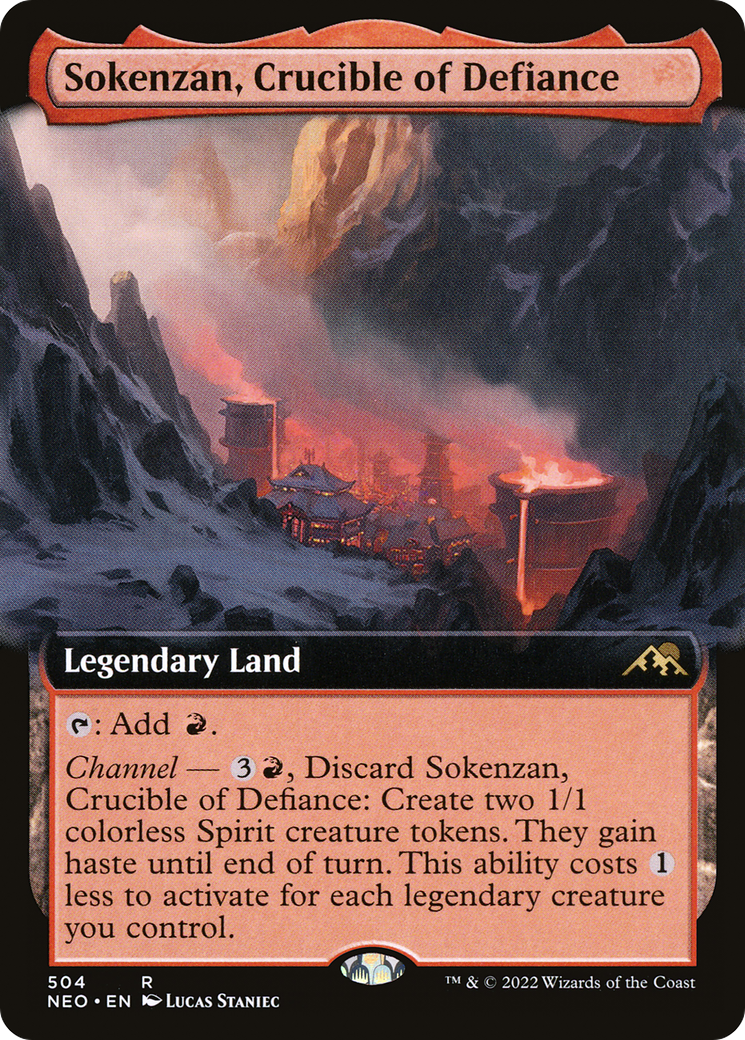 Sokenzan, Crucible of Defiance (NEO-504) [Kamigawa: Neon Dynasty] (Extended Art) Foil MTG Single Wizards of the Coast