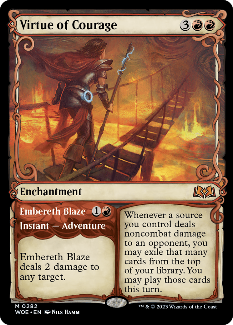 Virtue of Courage (WOE-282) [Wilds of Eldraine] (Showcase) Foil MTG Single Wizards of the Coast