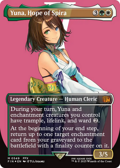 Yuna, Hope of Spira (Surge Foil) (FIN-549) [FINAL FANTASY] (Borderless) Foil MTG Single Wizards of the Coast