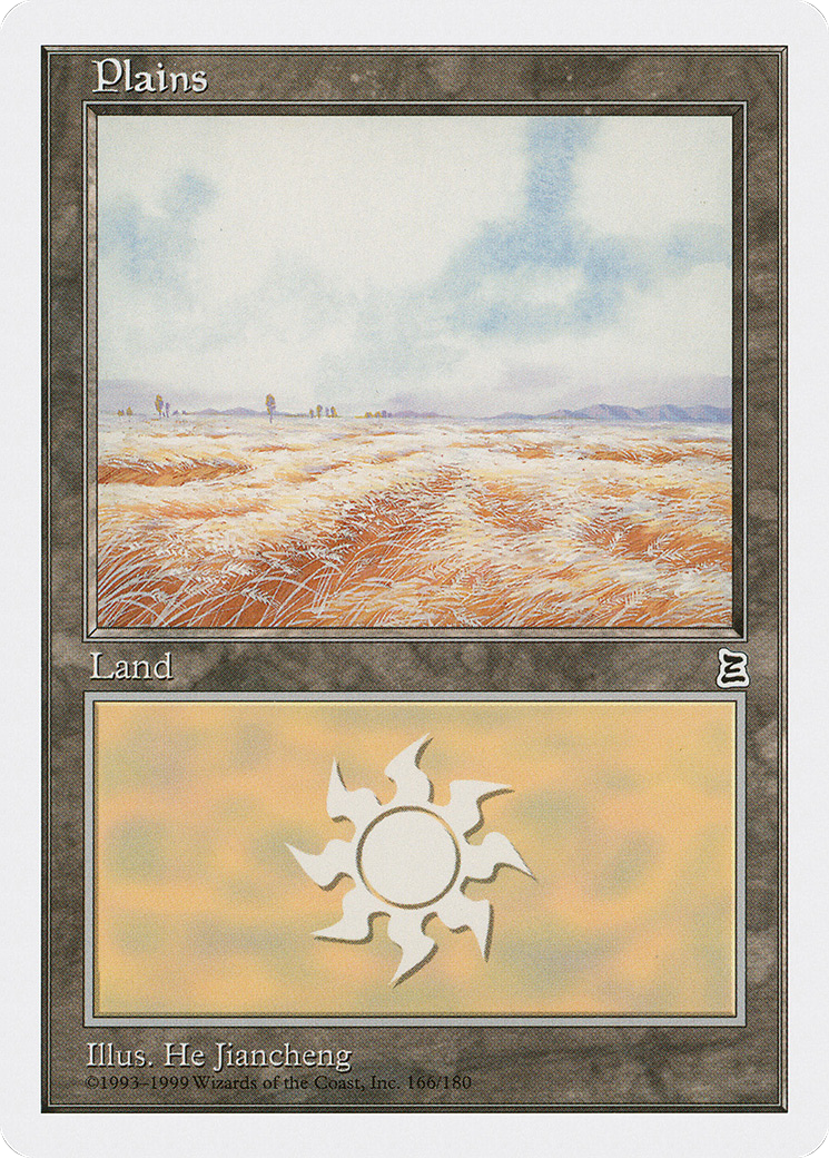 Plains (PTK-166) [Oldschool] Portal Three Kingdoms MTG Single Wizards of the Coast