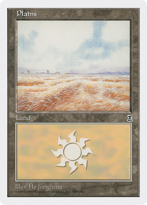Plains (PTK-166) [Oldschool] Portal Three Kingdoms MTG Single Wizards of the Coast