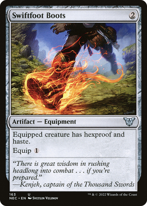 Swiftfoot Boots (NEC-163) [Neon Dynasty Commander] MTG Single Wizards of the Coast