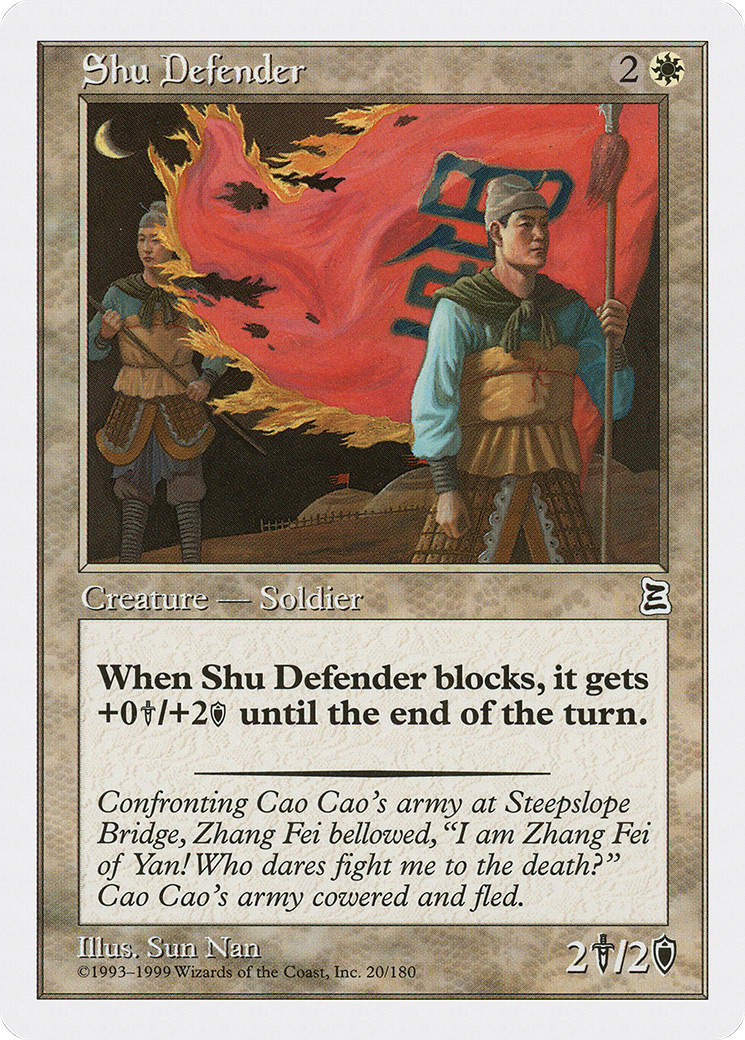 Shu Defender (PTK-020) [Oldschool] Portal Three Kingdoms MTG Single Wizards of the Coast