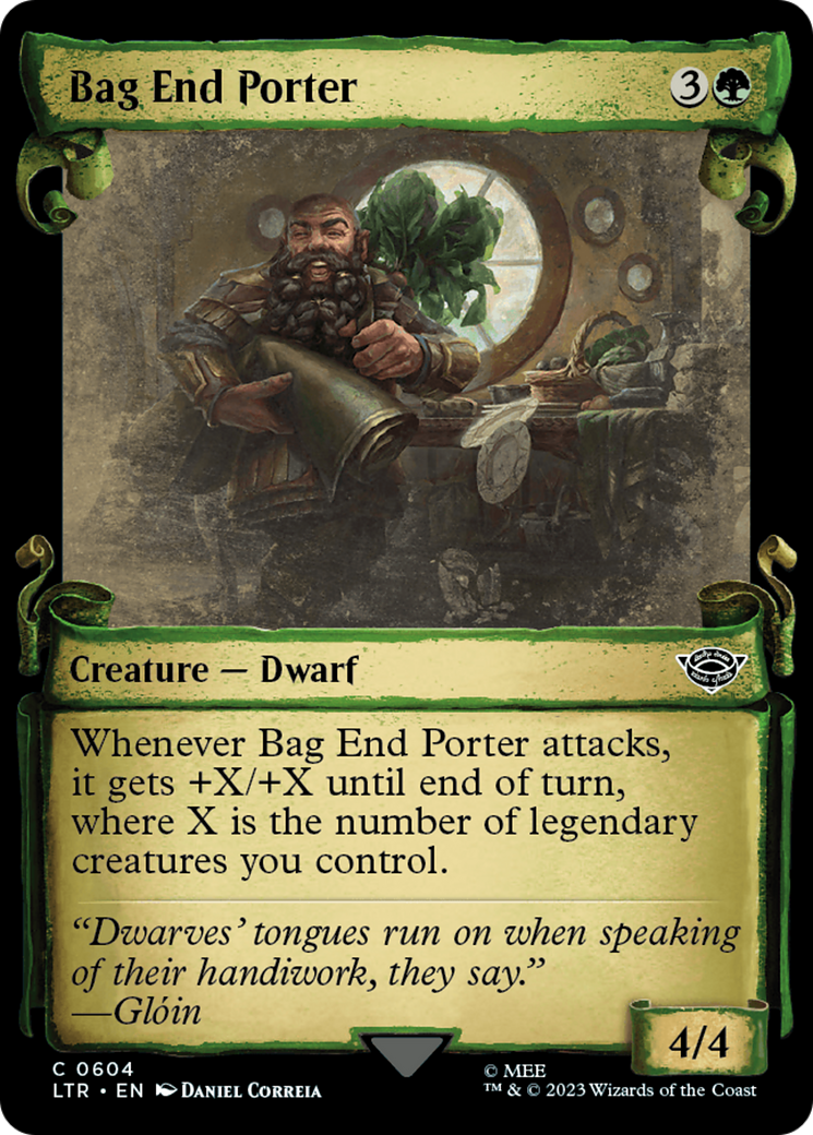 Bag End Porter (Showcase Scrolls) (LTR-604) [The Lord of the Rings: Tales of Middle-earth] (Showcase) Foil MTG Single Wizards of the Coast