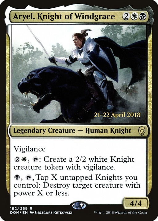 Aryel, Knight of Windgrace (PRE-192) [Dominaria Promos] Foil MTG Single Wizards of the Coast