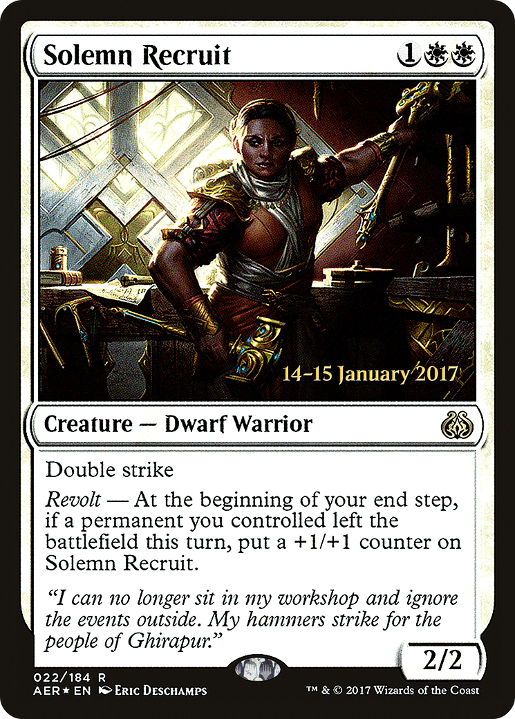 Solemn Recruit (PRE-022) [Aether Revolt Promos] Foil MTG Single Wizards of the Coast