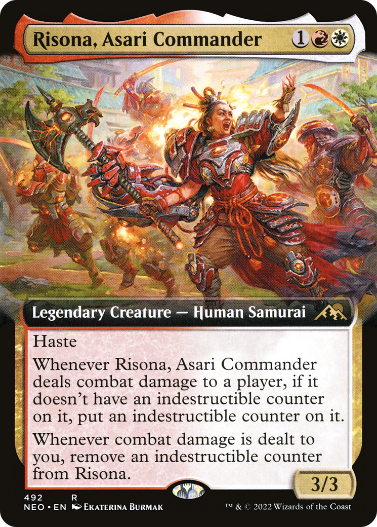 Risona, Asari Commander (NEO-492) [Kamigawa: Neon Dynasty] (Extended Art) MTG Single Wizards of the Coast