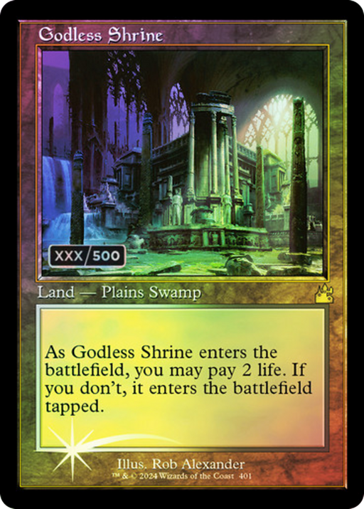 Godless Shrine (Serial Numbered) (RVR-401) [Ravnica Remastered] Foil MTG Single Wizards of the Coast