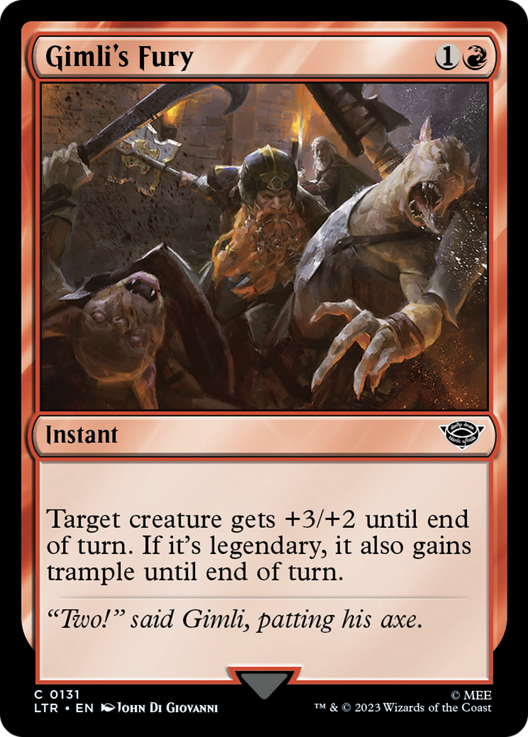 Gimli's Fury (LTR-131) [The Lord of the Rings: Tales of Middle-earth] Foil MTG Single Wizards of the Coast