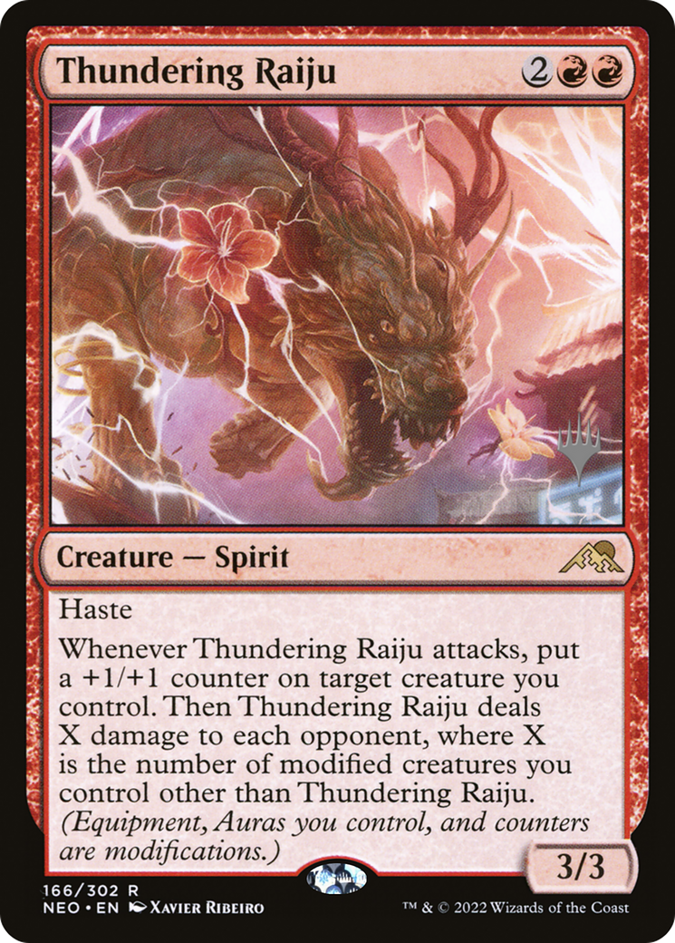Thundering Raiju (PPNEO-166P) [Kamigawa: Neon Dynasty Promos] MTG Single Wizards of the Coast