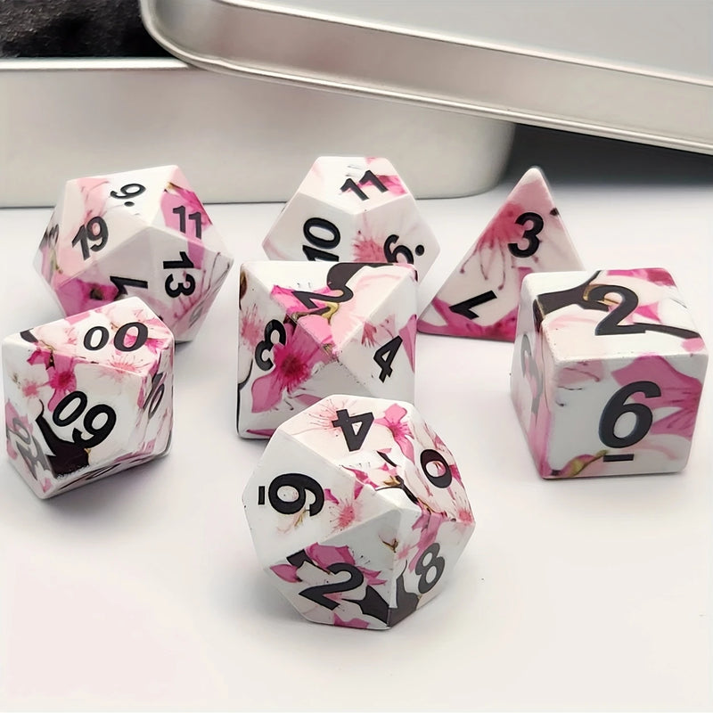 Seriously Good Dice: Elegant White and Pink Flowers 7 Die Set Dice & Gaming Accessories Taps Imports