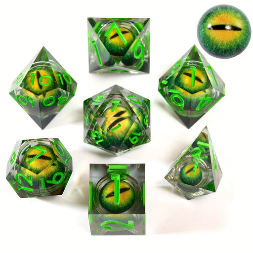 Seriously Good Dice: Dragon's Eye 7 Die Set "Emerald Drake" Dice & Gaming Accessories Taps Imports