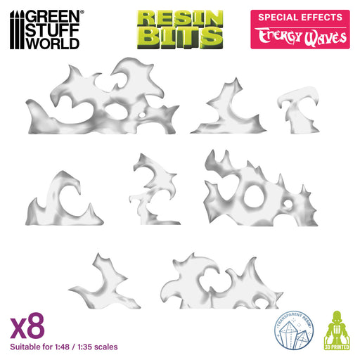 Green Stuff World: 3D printed set - Energy Waves 1:48-1:35 Model Tools & Glue Green Stuff World