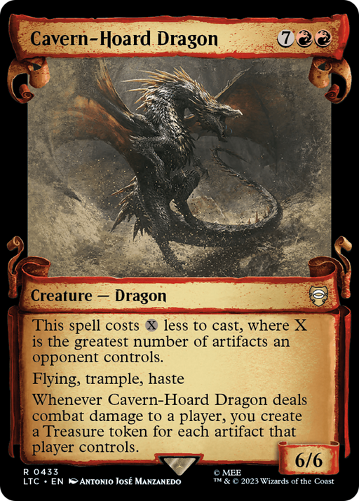 Cavern-Hoard Dragon (Showcase Scrolls) (LTC-433) [Tales of Middle-earth Commander] (Showcase) Foil MTG Single Wizards of the Coast