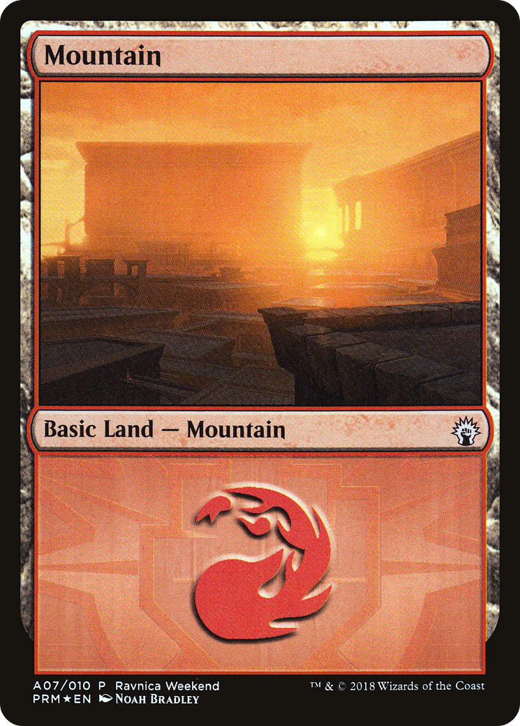 Mountain - Boros (A07) (LARP-007) [Misc] GRN Ravnica Weekend Foil MTG Single Wizards of the Coast