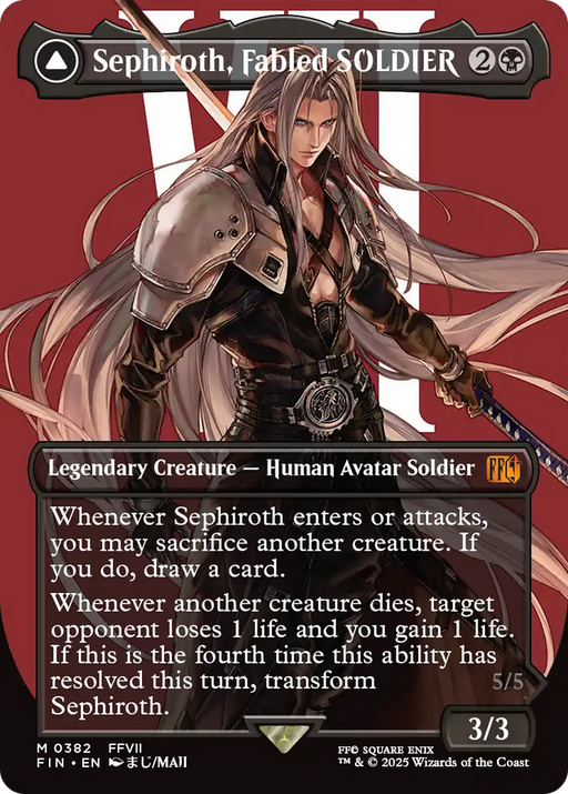 Sephiroth, Fabled SOLDIER // Sephiroth, One-Winged Angel (FIN-382) [FINAL FANTASY] (Borderless) MTG Single Wizards of the Coast