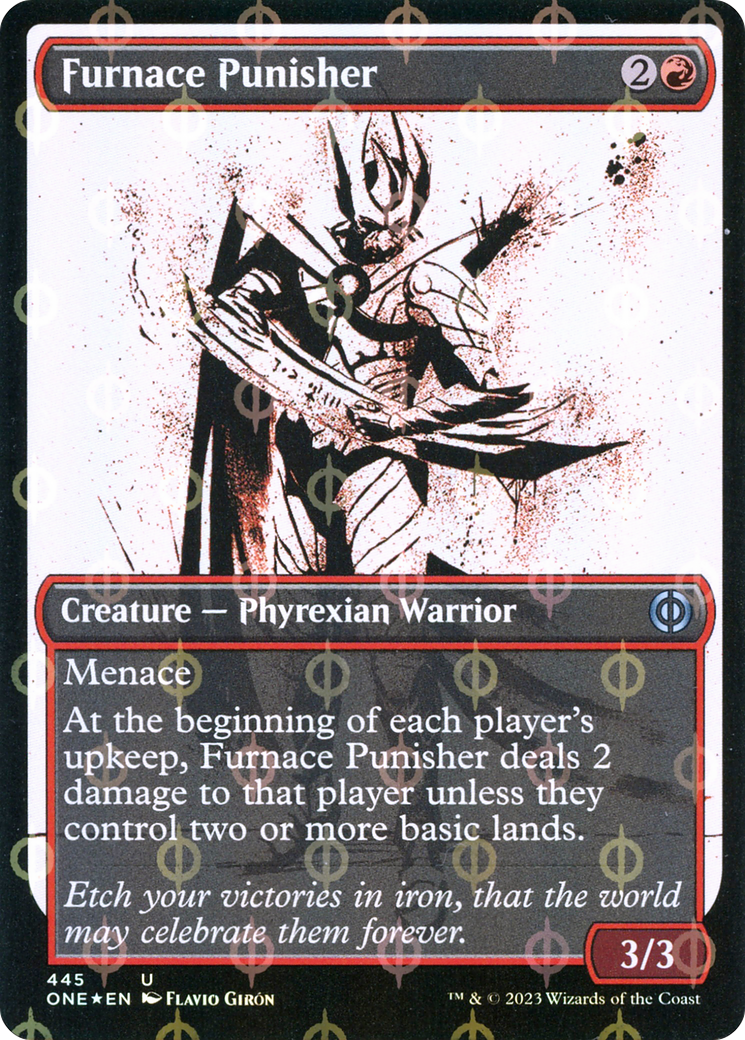 Furnace Punisher (Step-and-Compleat Foil) (ONE-445) [Phyrexia: All Will Be One] (Showcase) Foil MTG Single Wizards of the Coast