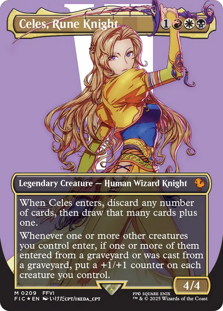 Celes, Rune Knight (Surge Foil) (FIC-209) [Commander: FINAL FANTASY] (Borderless) Foil MTG Single Wizards of the Coast