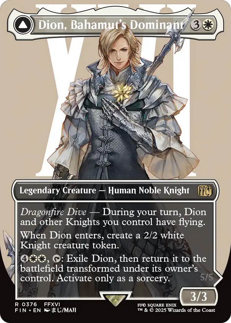 Dion, Bahamut's Dominant (FIN-376) [FINAL FANTASY] (Borderless) Foil MTG Single Wizards of the Coast