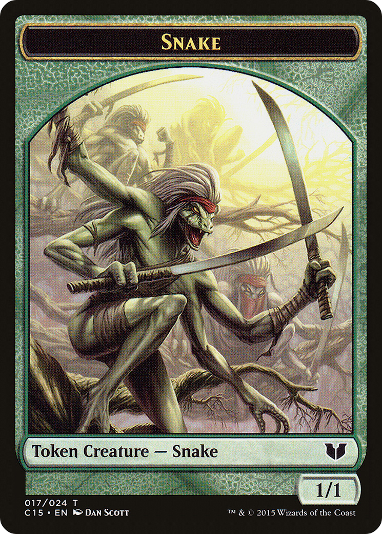 Snake (017) // Saproling Double-Sided Token (C15-17 // 16) [Tokens] Commander 2015 Tokens MTG Single Wizards of the Coast
