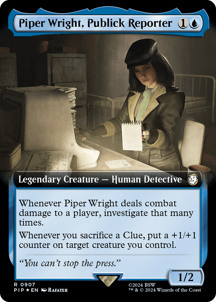Piper Wright, Publick Reporter (Surge Foil) (PIP-907) [Fallout] (Extended Art) Foil MTG Single Wizards of the Coast