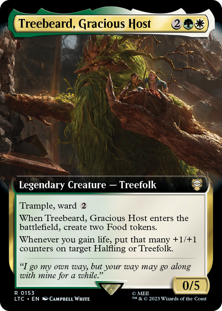 Treebeard, Gracious Host (LTC-153) [Tales of Middle-earth Commander] (Extended Art) Foil MTG Single Wizards of the Coast