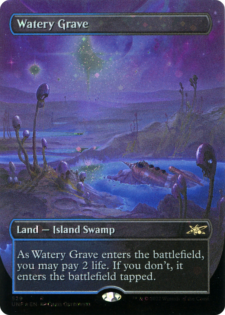 Watery Grave (Galaxy Foil) (UNF-529) [Unfinity] (Borderless) Foil MTG Single Wizards of the Coast