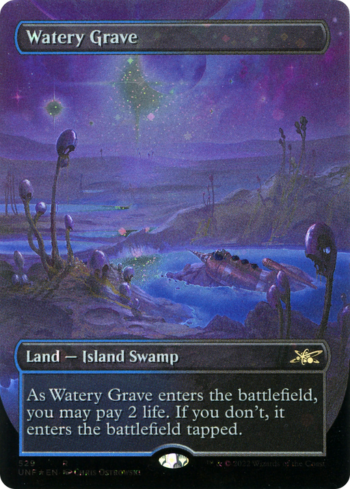 Watery Grave (Galaxy Foil) (UNF-529) [Unfinity] (Borderless) Foil MTG Single Wizards of the Coast