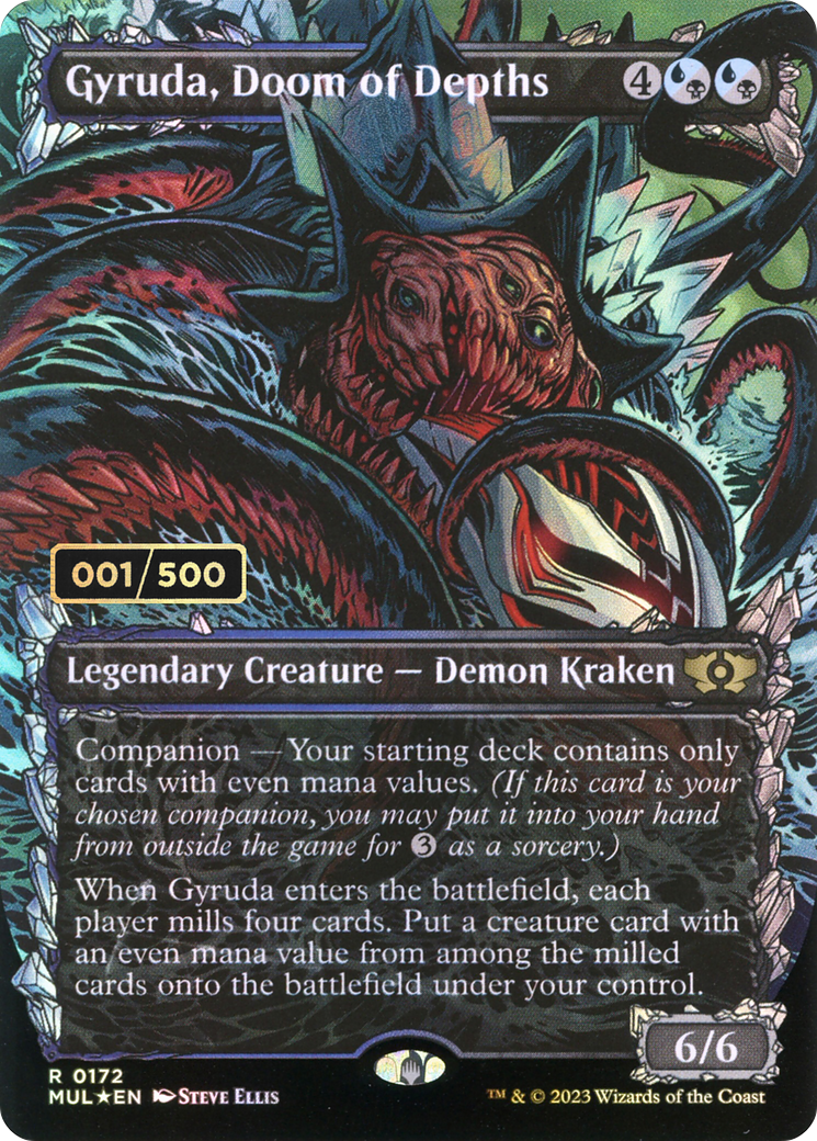 Gyruda, Doom of Depths (Serial Numbered) (MUL-172) [Multiverse Legends] (Showcase) (Borderless) Foil MTG Single Wizards of the Coast