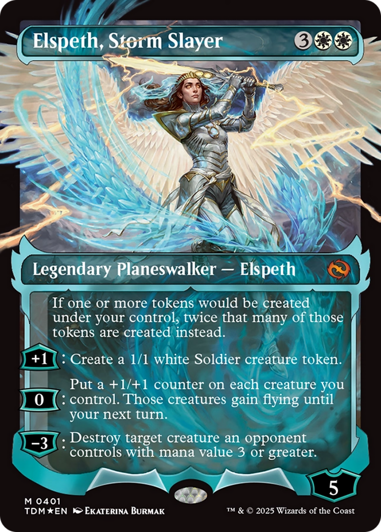 Elspeth, Storm Slayer (Japanese Showcase) (TDM-401) [Tarkir: Dragonstorm] Foil MTG Single Wizards of the Coast
