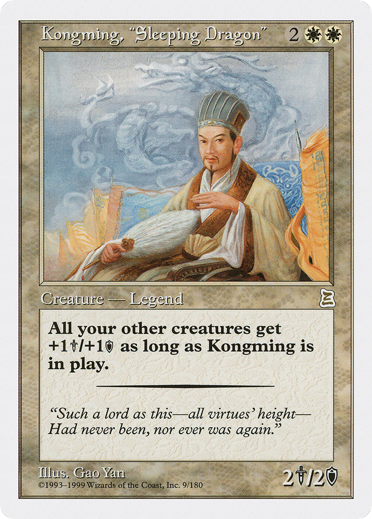 Kongming, "Sleeping Dragon" (PTK-009) [Oldschool] Portal Three Kingdoms MTG Single Wizards of the Coast