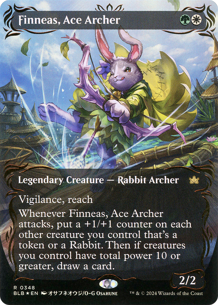 Finneas, Ace Archer (Raised Foil) (BLB-348) [Bloomburrow] (Showcase) (Borderless) Foil MTG Single Wizards of the Coast
