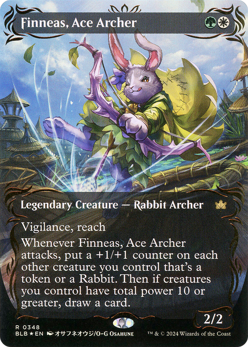Finneas, Ace Archer (Raised Foil) (BLB-348) [Bloomburrow] (Showcase) (Borderless) Foil MTG Single Wizards of the Coast