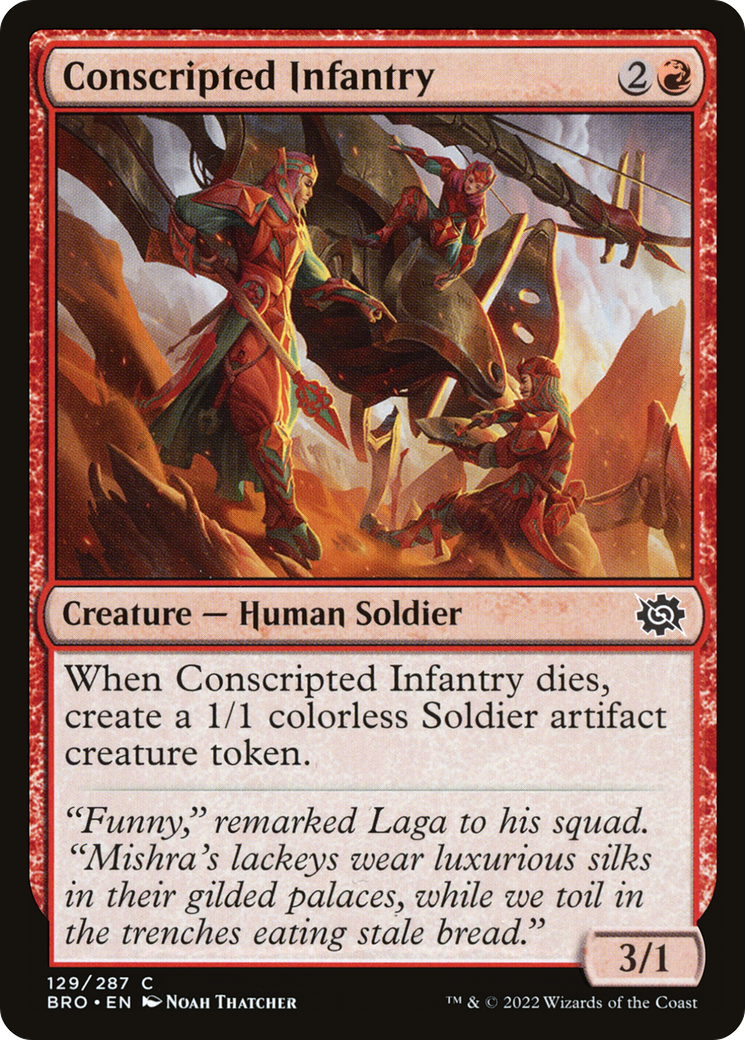Conscripted Infantry (BRO-129) [The Brothers' War] Foil MTG Single Wizards of the Coast