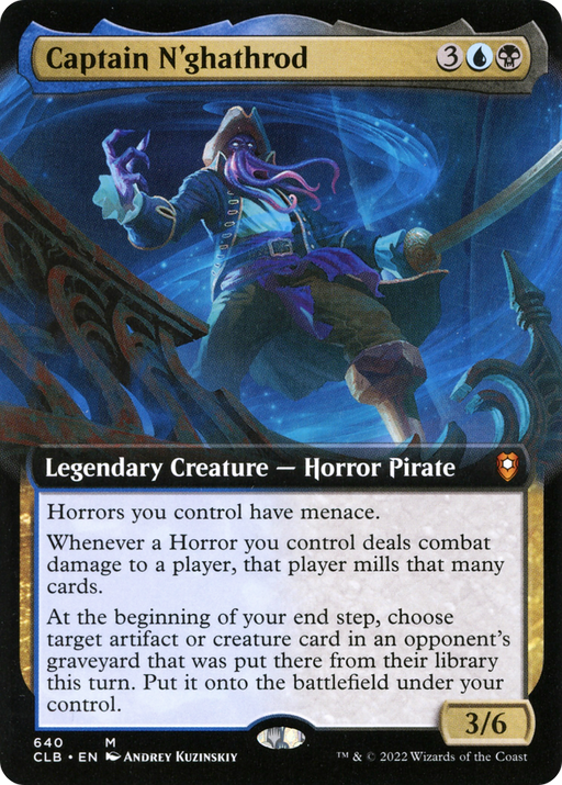 Captain N'ghathrod (CLB-640) [Commander Legends: Battle for Baldur's Gate] (Extended Art) MTG Single Wizards of the Coast