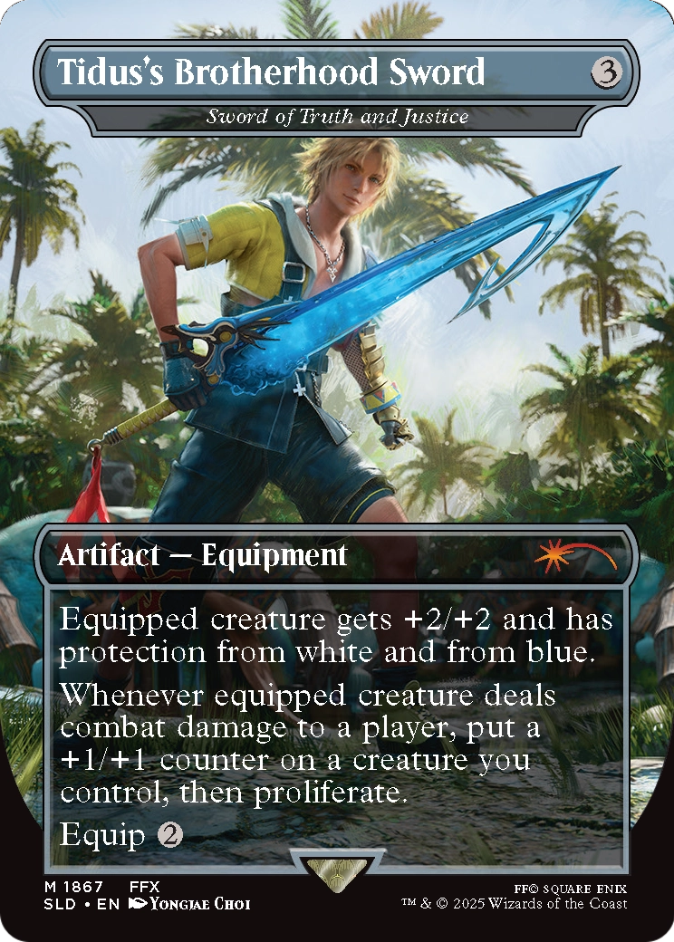 Tidus's Brotherhood Sword - Sword of Truth and Justice (SLD-1867) [Secret Lair] Drop (Borderless) Foil MTG Single Wizards of the Coast