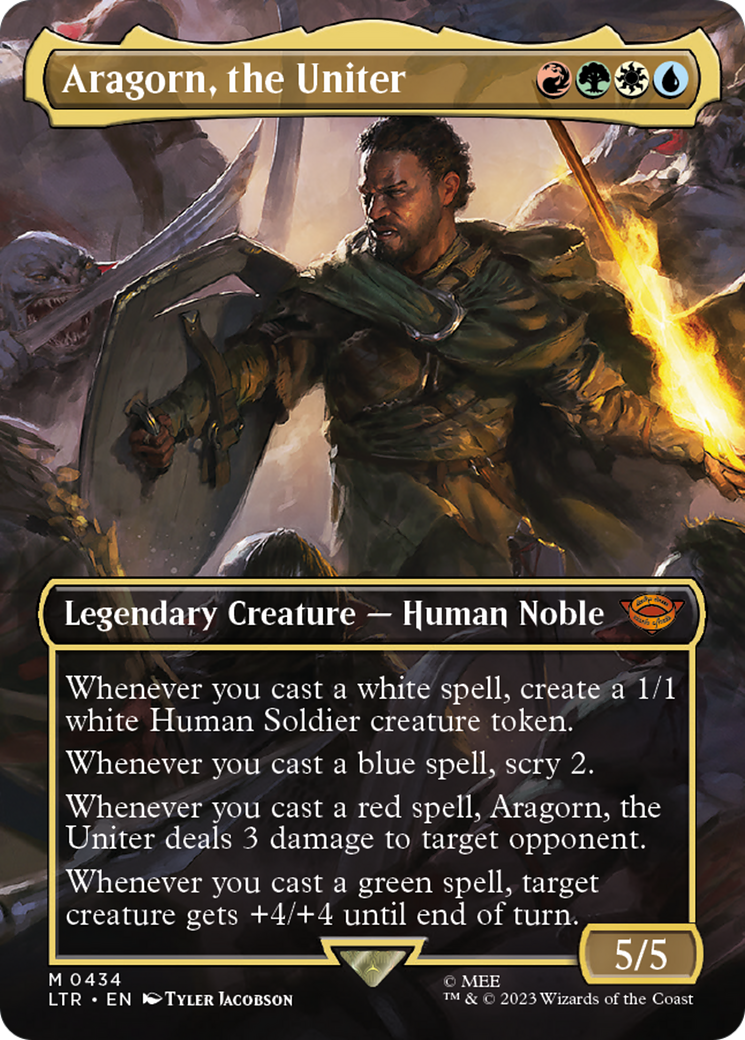 Aragorn, the Uniter (LTR-434) [The Lord of the Rings: Tales of Middle-earth] (Borderless) Foil MTG Single Wizards of the Coast