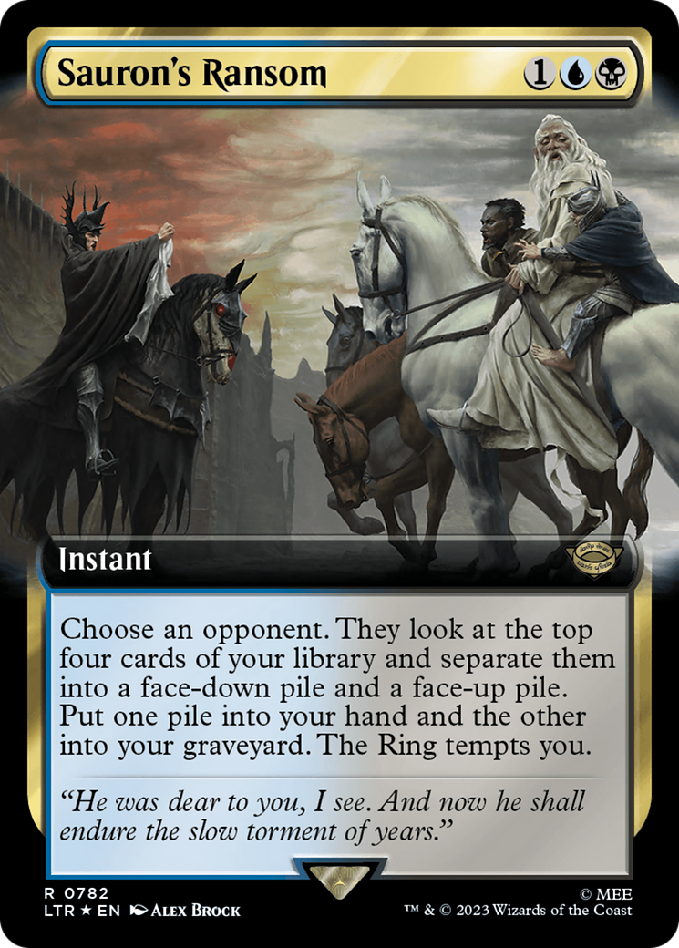 Sauron's Ransom (Surge Foil) (LTR-782) [The Lord of the Rings: Tales of Middle-earth] (Extended Art) Foil MTG Single Wizards of the Coast