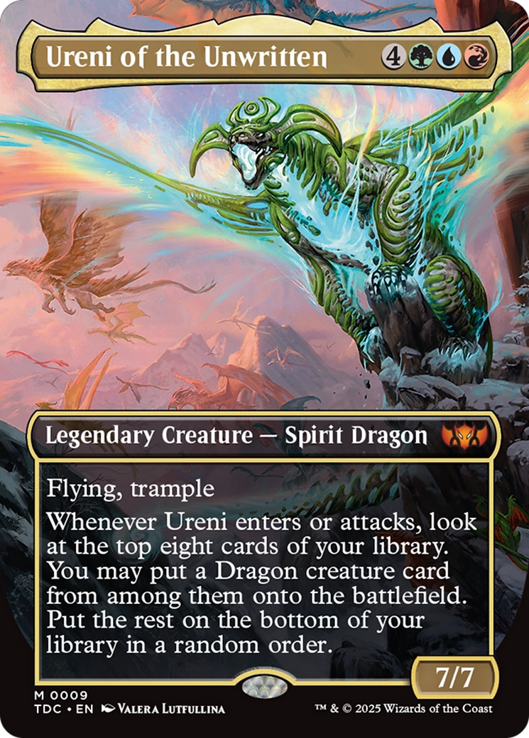 Ureni of the Unwritten (Borderless) (TDC-009) [Commander: Tarkir: Dragonstorm] MTG Single Wizards of the Coast