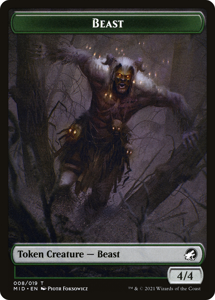 Beast (TMID-008) [Tokens] Innistrad: Midnight Hunt Tokens MTG Single Wizards of the Coast