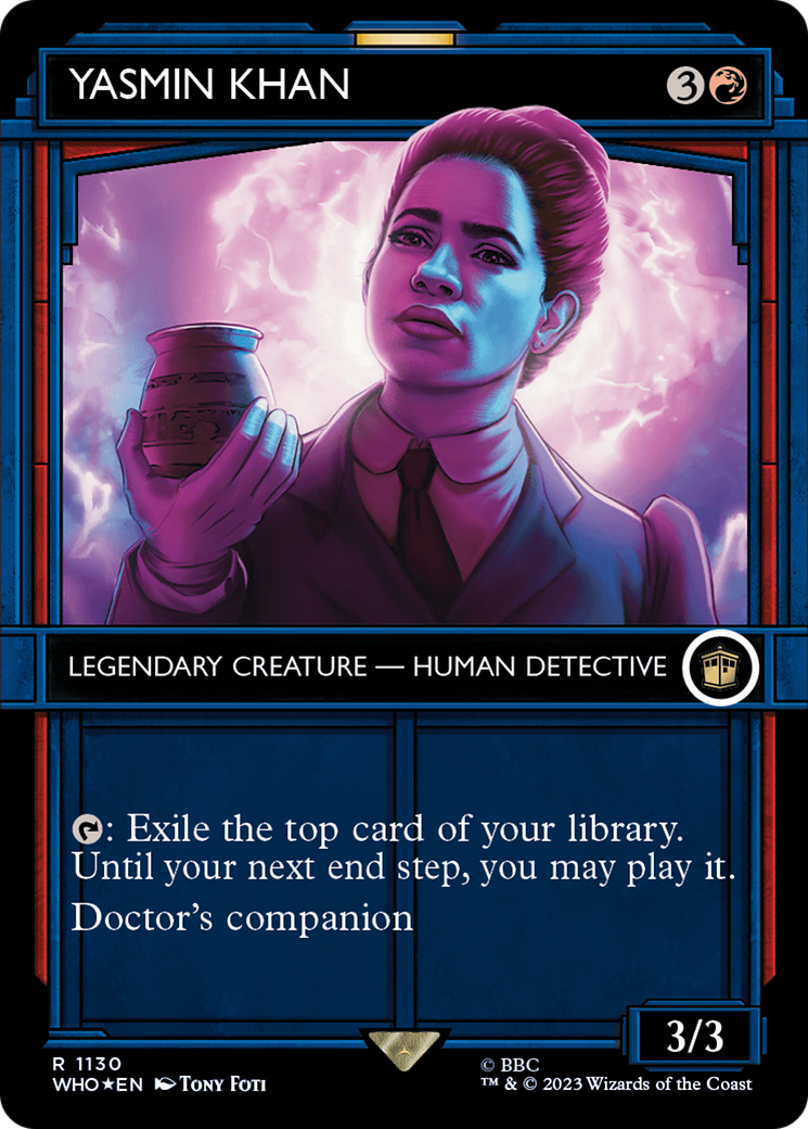 Yasmin Khan (Surge Foil) (WHO-1130) [Doctor Who] (Showcase) (Borderless) Foil MTG Single Wizards of the Coast