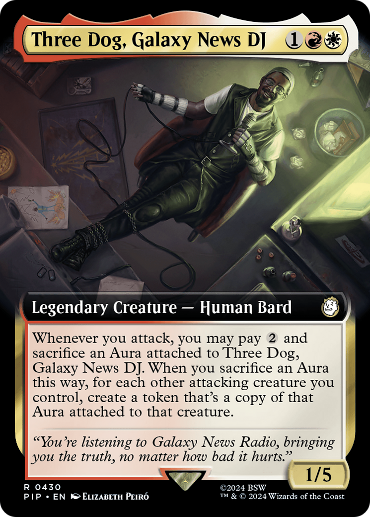 Three Dog, Galaxy News DJ (PIP-430) [Fallout] (Extended Art) Foil MTG Single Wizards of the Coast