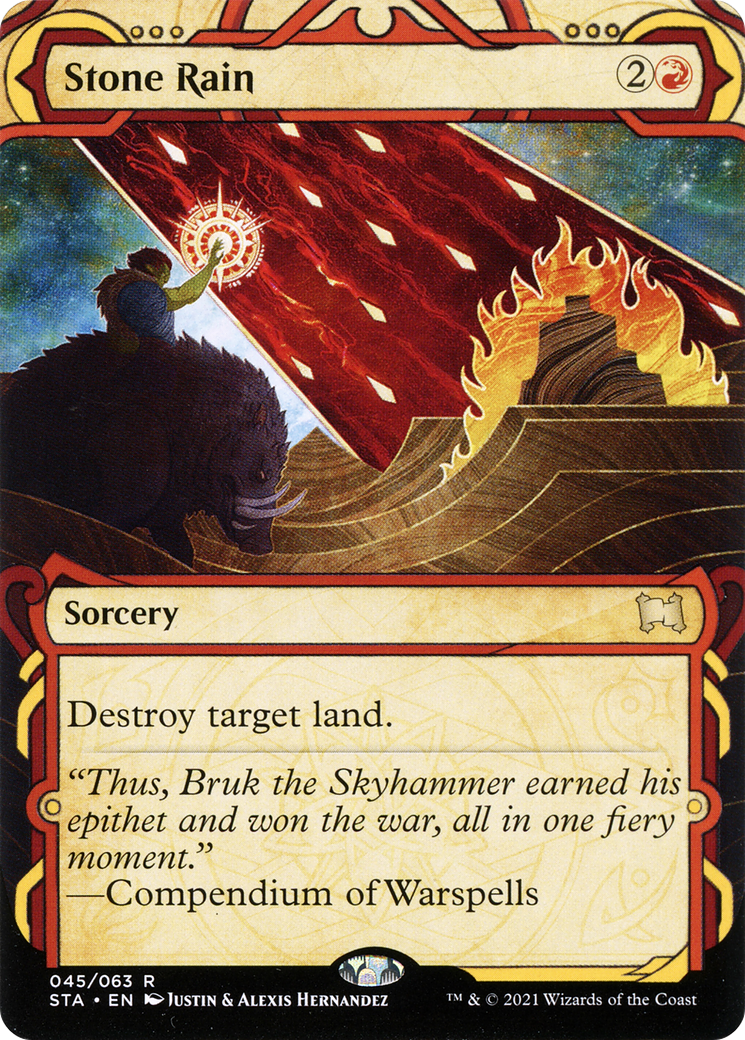 Stone Rain (STA-045) [Strixhaven Mystical Archive] (Showcase) (Borderless) Etched Foil MTG Single Wizards of the Coast
