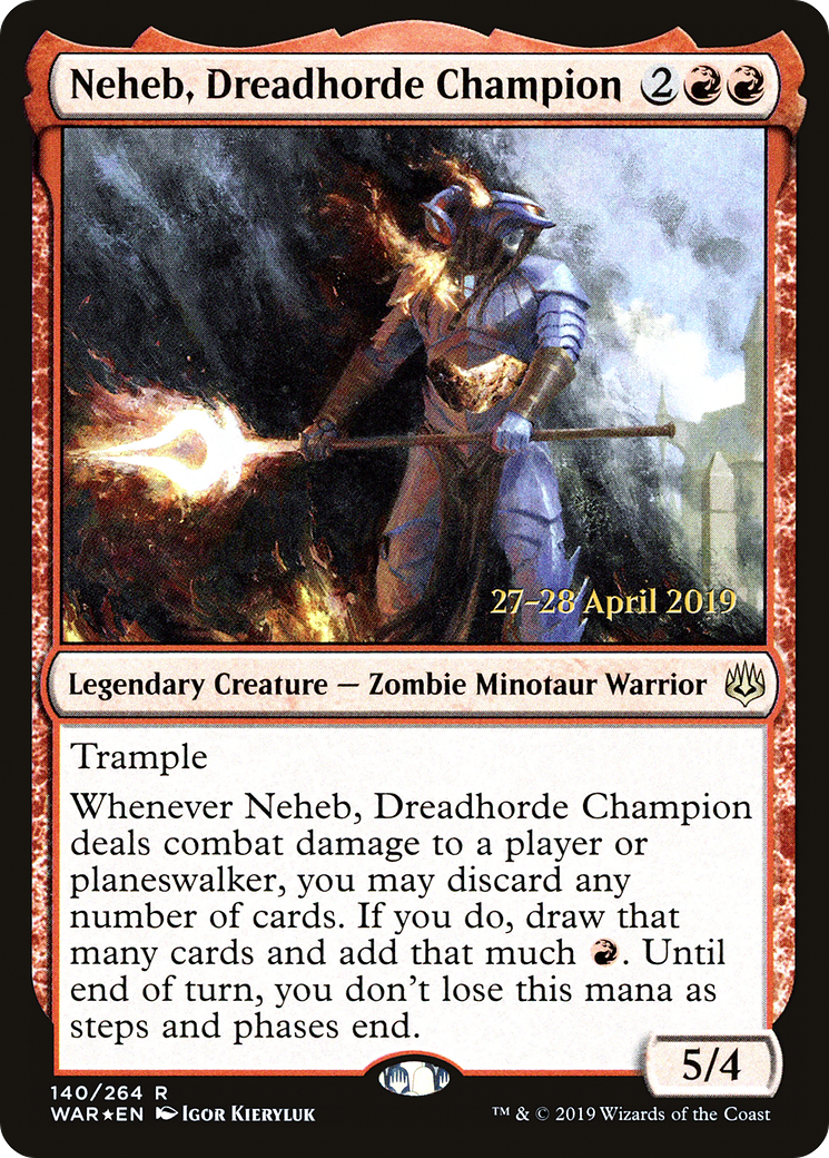 Neheb, Dreadhorde Champion (PRE-140) [War of the Spark Promos] Foil MTG Single Wizards of the Coast