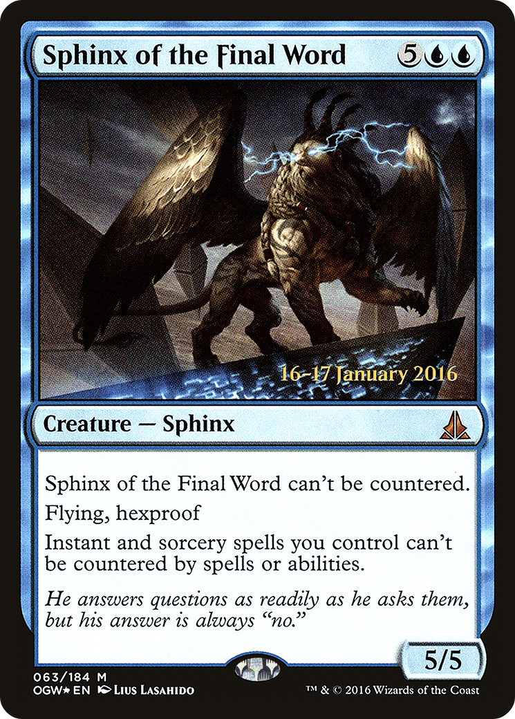 Sphinx of the Final Word (PRE-063) [Oath of the Gatewatch Promos] Foil MTG Single Wizards of the Coast