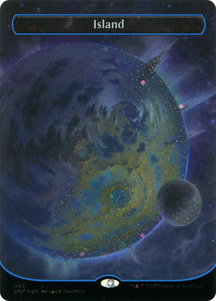 Island (492) (Galaxy Foil) (UNF-492) [Unfinity] (Borderless) Foil MTG Single Wizards of the Coast