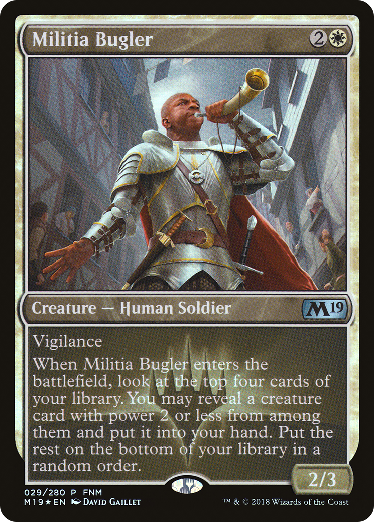 Militia Bugler (FNM-029) [Core Set 2019 Promos] Foil MTG Single Wizards of the Coast