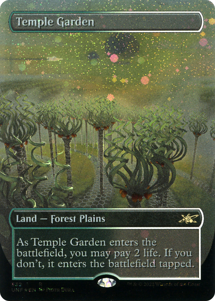 Temple Garden (Galaxy Foil) (UNF-532) [Unfinity] (Borderless) Foil MTG Single Wizards of the Coast
